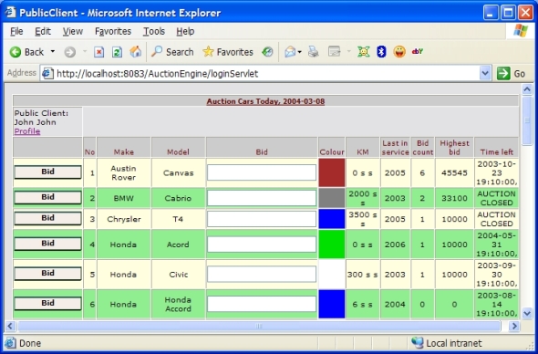 LanceAuction private client interface LanceAuction private client interface